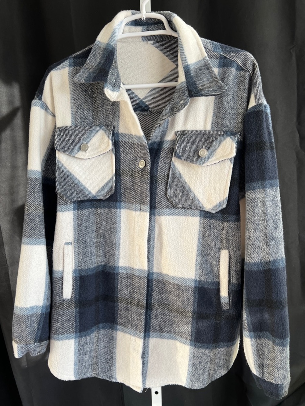 Women's Navy & White Plaid Shacket